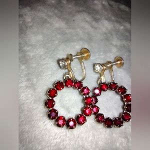 Vintage Bohemian Garnet Victorian style screwback Earrings